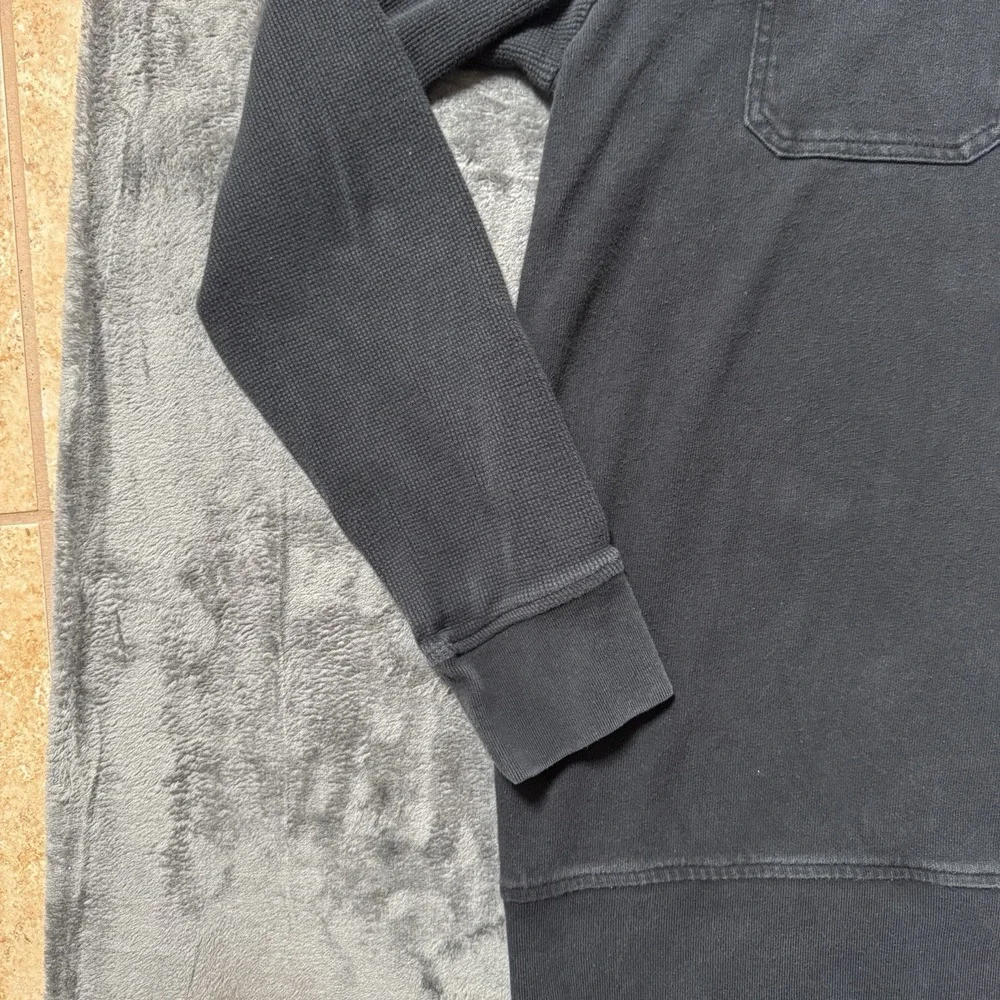 Banana Republic Mens L Black Quarter Zip Pullover Utility Pocket Waffle Knit
